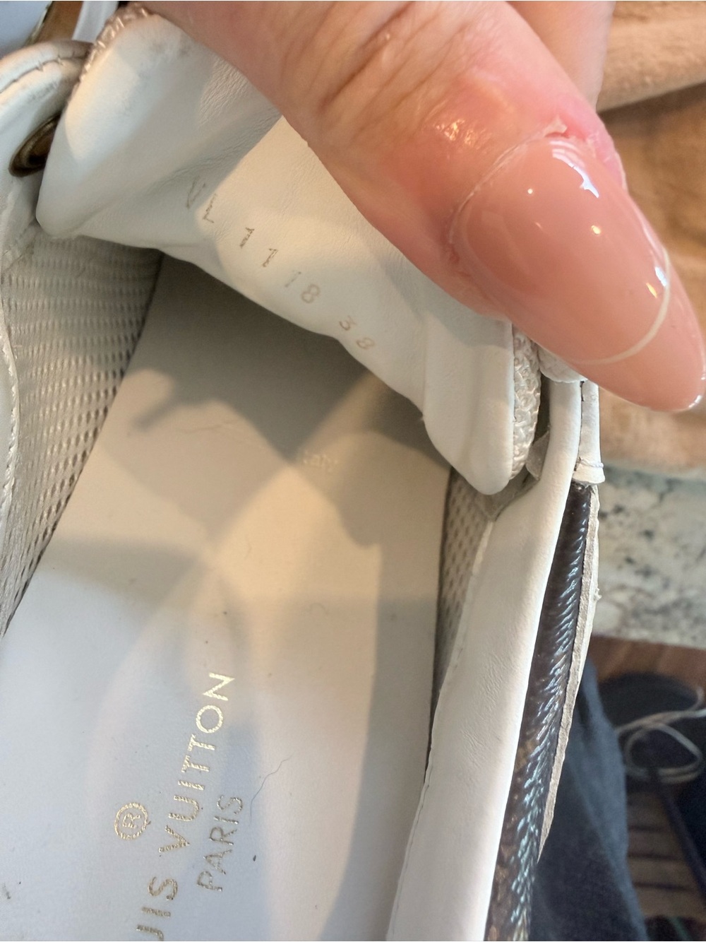 Louis Vuitton White & Brown Women's LV Low-Top Sneakers with Gold Accent - Picture 9 of 9